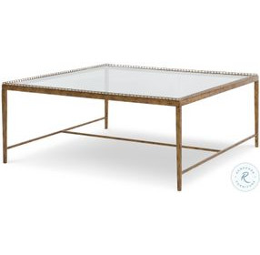 Logan Glass And Warm Gold Leaf Brass Square Occasional Table Set