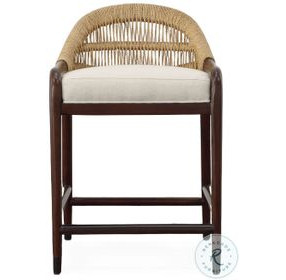 CT208 Jute Weave And Flax Low Back Counter Height Stool