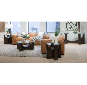 Beckham Rustic Tavern Round Glass Top Occassional Table Set