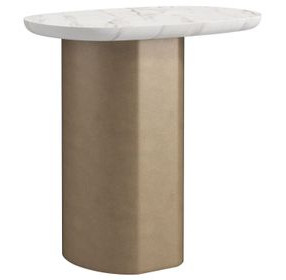 Verge Bronze Metallic and White Marble Top Chairside Table