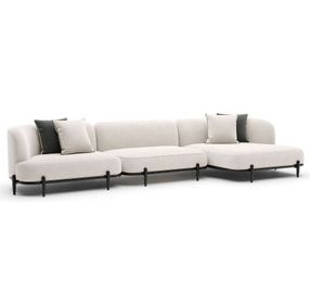 Madera Oatmeal 3 Piece Modular RAF Chaise Sectional with Pillows