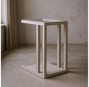Glaze Bezel Rectangular Glass Top End Table
