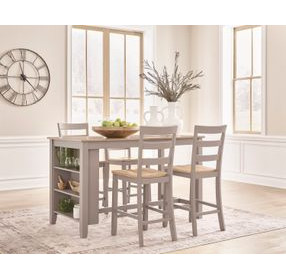 Loyander Natural and Gray 60" Rectangular Counter Height Dining Table with Storage Shelves