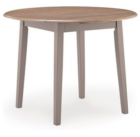 Loyander Natural and Gray Round Drop Leaf Dining Room Set