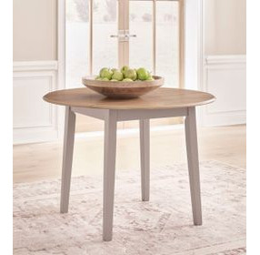 Loyander Natural and Gray 42" Round Drop Leaf Dining Table