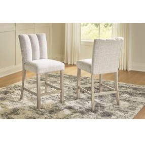 Grallegen Gray Performance Fabric Upholstered Counter Height Stool Set of 2