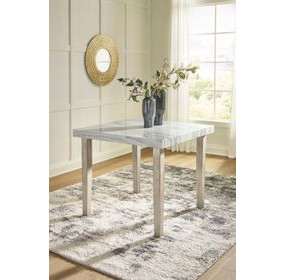 Grallegen Bisque and Gray 42" Square Marble Top Counter Height Dining Table