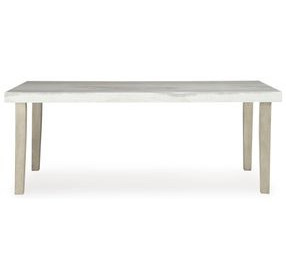 Grallegen Bisque and Gray Rectangular Marble Top Dining Room Set