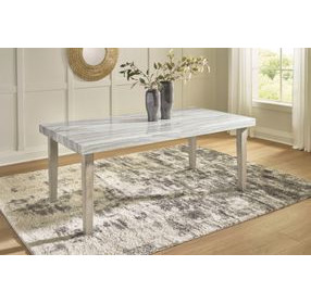 Grallegen Bisque and Gray 76" Rectangular Marble Top Dining Table