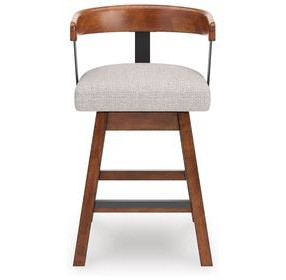 Ralene Gray Upholstered Swivel Bar Stool Set of 2
