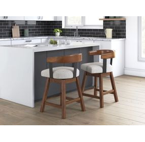 Ralene Gray Upholstered Swivel Bar Stool Set of 2