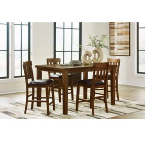 Ralene Medium Brown 78" Extendable Rectangular Counter Height Dining Table