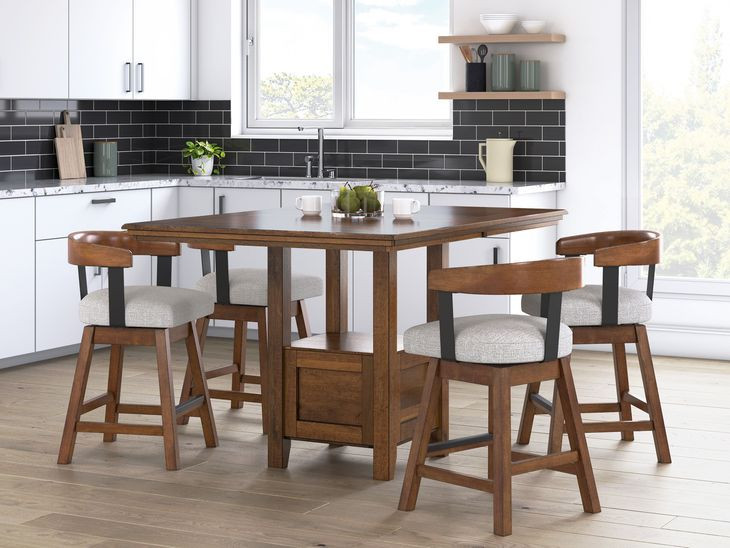 Ralene Gray Upholstered Swivel Bar Stool Set of 2