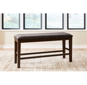 Haddigan Dark Brown Upholstered Counter Height Dining Bench