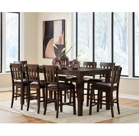 Haddigan Dark Brown 78" Extendable Rectangular Counter Height Dining Table