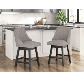 Neymorton Gray Performance Fabric Upholstered Swivel Bar Stool Set of 2