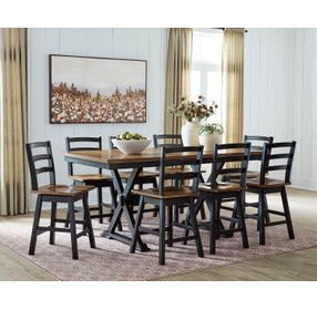 Wildenauer Deep Brown and Satin Black Extendable Rectangular Counter Height Dining Room Set