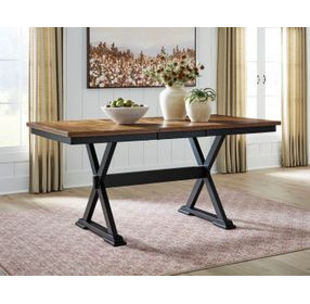 Wildenauer Deep Brown and Satin Black 78" Extendable Rectangular Counter Height Dining Table