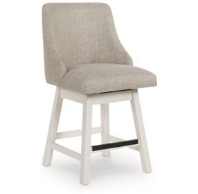 Robbinsdale Light Gray Upholstered Swivel Bar Stool Set of 2