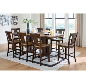 Sharlander Dark Brown 86" Extendable Rectangular Counter Height Dining Room Set