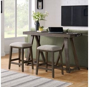 Hearst Reclaimed Chevron Rectangular Sofa Table with USB Charging