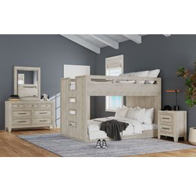 Carlson Washed Linen Full Over Full Bunk Bed