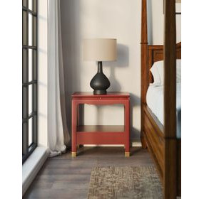 Eave Red Rectangular Bedside Table with 1 Drawer