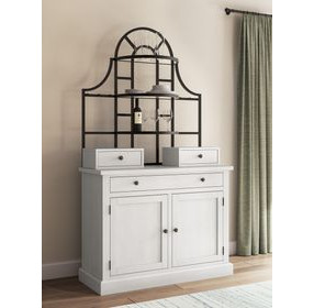 Basinger Black and White 2 Door Bakers Rack with Hutch