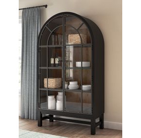 Chadworth Black and Brown 2 Glass Door Display Cabinet