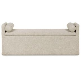 Galliden Beige Upholstered Dining Storage Bench with Casters