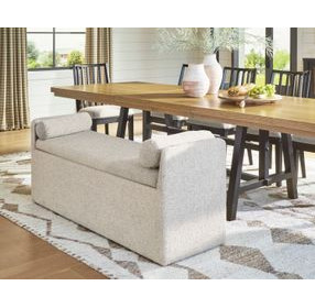 Galliden Beige Upholstered Dining Storage Bench with Casters