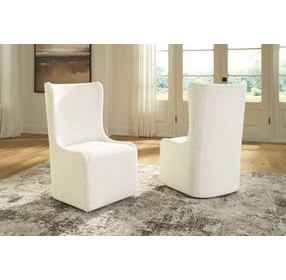 Brillynd Off White Performance Fabric Upholstered Wingback Dining Side Chair Set of 2