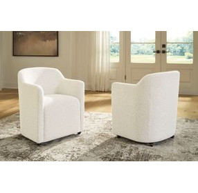 Brillynd Off White Performance Fabric Upholstered Dining Arm Chair Set of 2