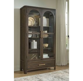 Brillynd Burnished Brown 2 Glass Door Display Cabinet with LED