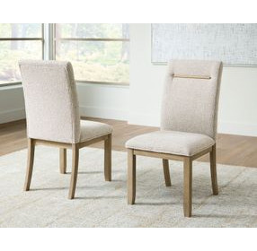 Drovlayne Beige Performance Fabric Upholstered Dining Side Chair Set of 2