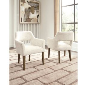 Marxmore Beige Upholstered Dining Arm Chair Set of 2