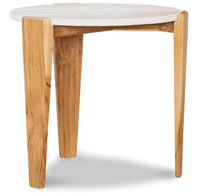 Outdoor Complements White and Brown Round Verde Accent Table
