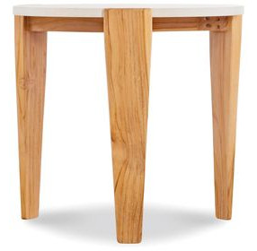 Outdoor Complements White and Brown Round Verde Accent Table