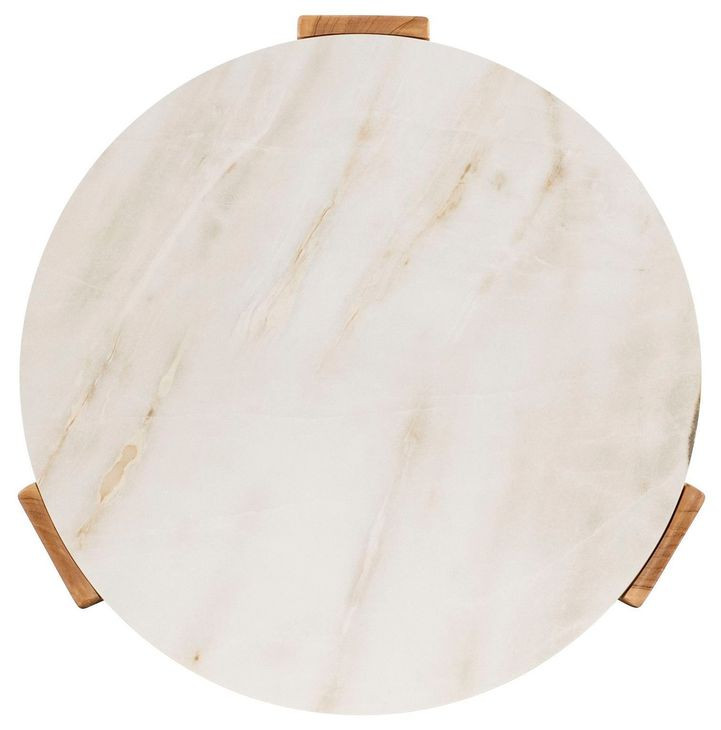 Outdoor Complements White and Brown Round Verde Accent Table
