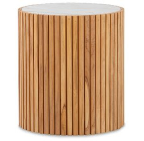 Outdoor Complements White and Brown Round Coralia Accent Table