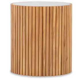 Outdoor Complements White and Brown Round Coralia Accent Table