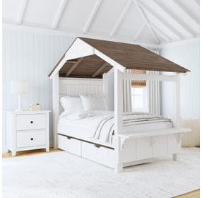 Lodge Cookies and Cream Twin Novelty Bed with Full Roof