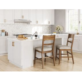 Cabalynn Oatmeal Upholstered Ladder Back Bar Stool Set of 2