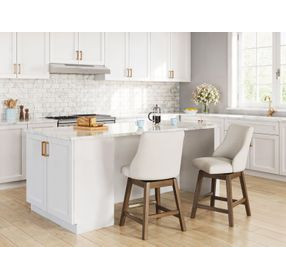 Cabalynn Oatmeal Performance Fabric Upholstered Swivel Bar Stool Set of 2