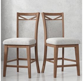 Americana Modern Cotton Upholstered Counter Height Chair Set of 2