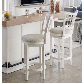 Americana Modern Cotton Spindle Back Swivel Bar Stool
