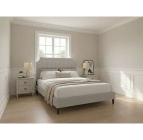 Zest Light Gray and Black King Upholstered Panel Bed with Welt Trim