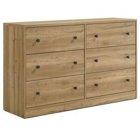 Vega Natural Oak Melamine 6 Drawer Dresser
