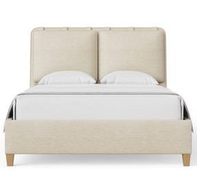 Pure Maple Syrup and Sandstone Performance Fabric Queen Upholstered Panel Bed