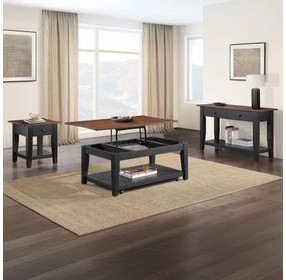 Joplin Black and Brown Rectangular Lift Top Coffee Table